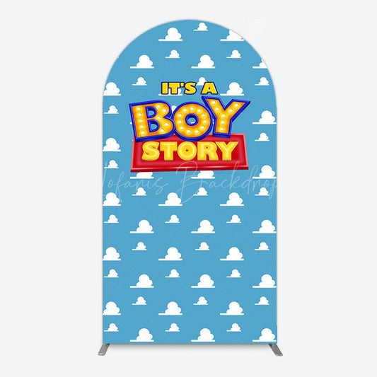 Lofaris Blue Cloud Its A Boy Story Baby Shower Arch Backdrop
