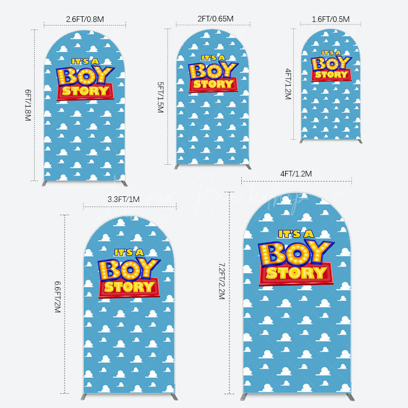 Lofaris Blue Cloud Its A Boy Story Baby Shower Arch Backdrop