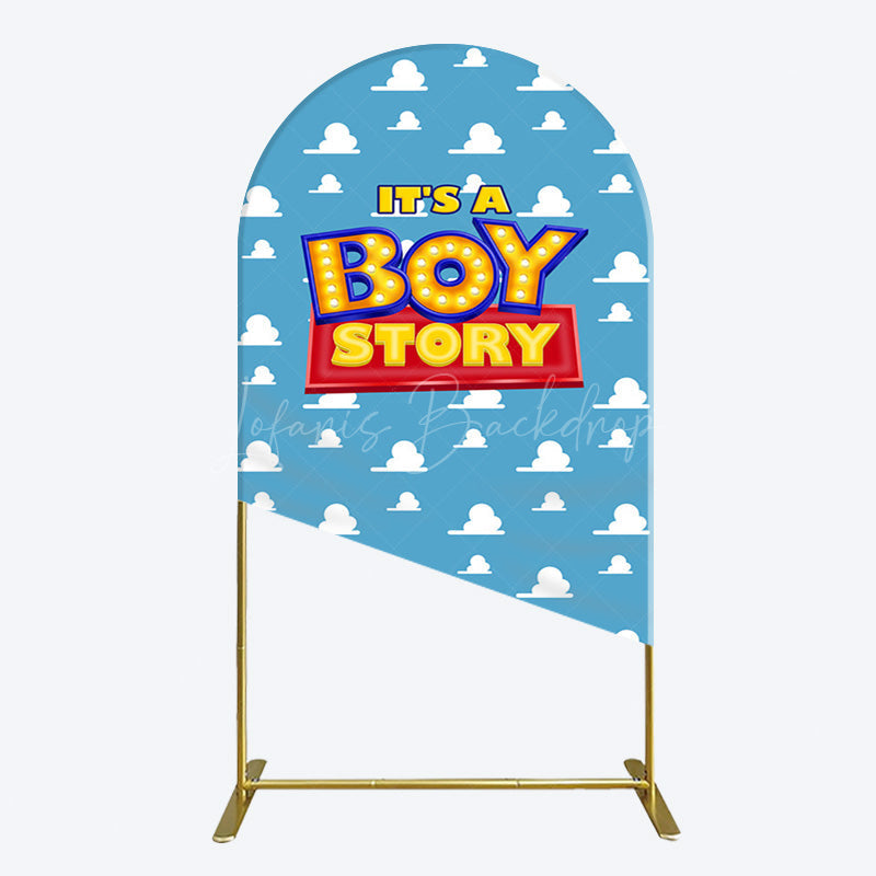 Lofaris Blue Cloud Its A Boy Story Baby Shower Arch Backdrop