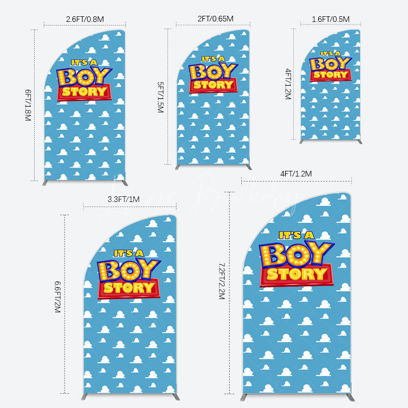 Lofaris Blue Cloud Its A Boy Story Baby Shower Half Moon Arch Backdrop