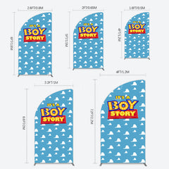 Lofaris Blue Cloud Its A Boy Story Baby Shower Half Moon Arch Backdrop