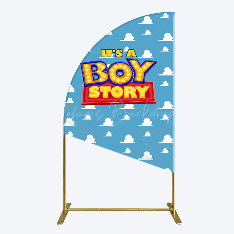 Lofaris Blue Cloud Its A Boy Story Baby Shower Half Moon Arch Backdrop