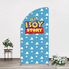 Lofaris Blue Cloud Its A Boy Story Baby Shower Half Moon Arch Backdrop