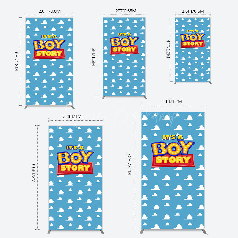 Lofaris Blue Cloud Its A Boy Story Baby Shower Rectangle Backdrop