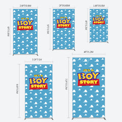 Lofaris Blue Cloud Its A Boy Story Baby Shower Rectangle Backdrop