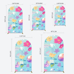 Lofaris Blue Colorful Floral Bubbles Birthday Arch Backdrop