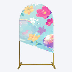 Lofaris Blue Colorful Floral Bubbles Birthday Arch Backdrop
