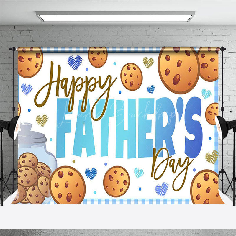 Lofaris Blue Cookie Hearts Plaid Happy Fathers Day Backdrop
