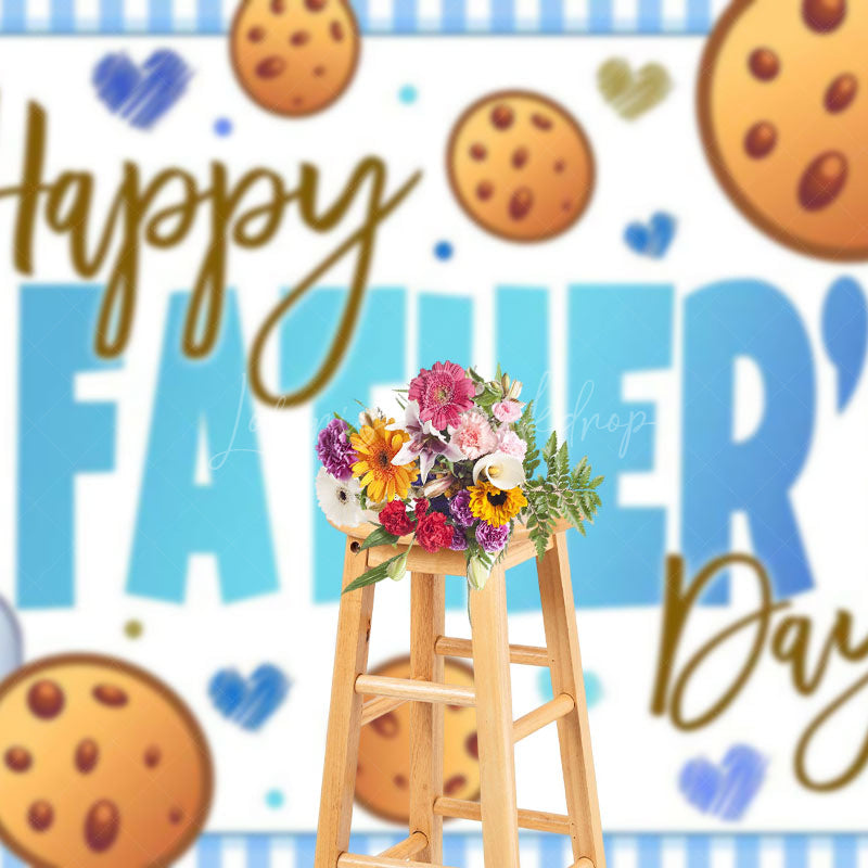 Lofaris Blue Cookie Hearts Plaid Happy Fathers Day Backdrop