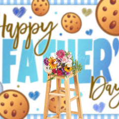 Lofaris Blue Cookie Hearts Plaid Happy Fathers Day Backdrop