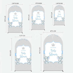 Lofaris Blue Elephant Twins Arch Backdrop Baby Shower Chevron Boy Photography Background