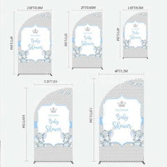 Lofaris Blue Elephant Twins Half Moon Arch Backdrop Baby Shower Chevron Boy Photography Background