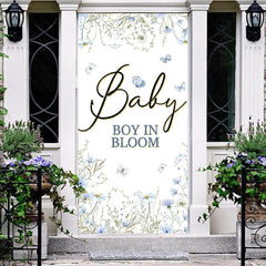 Lofaris Blue Floral Baby Boy In Bloom Gender Reveal Door Cover