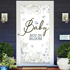 Lofaris Blue Floral Baby Boy In Bloom Gender Reveal Door Cover