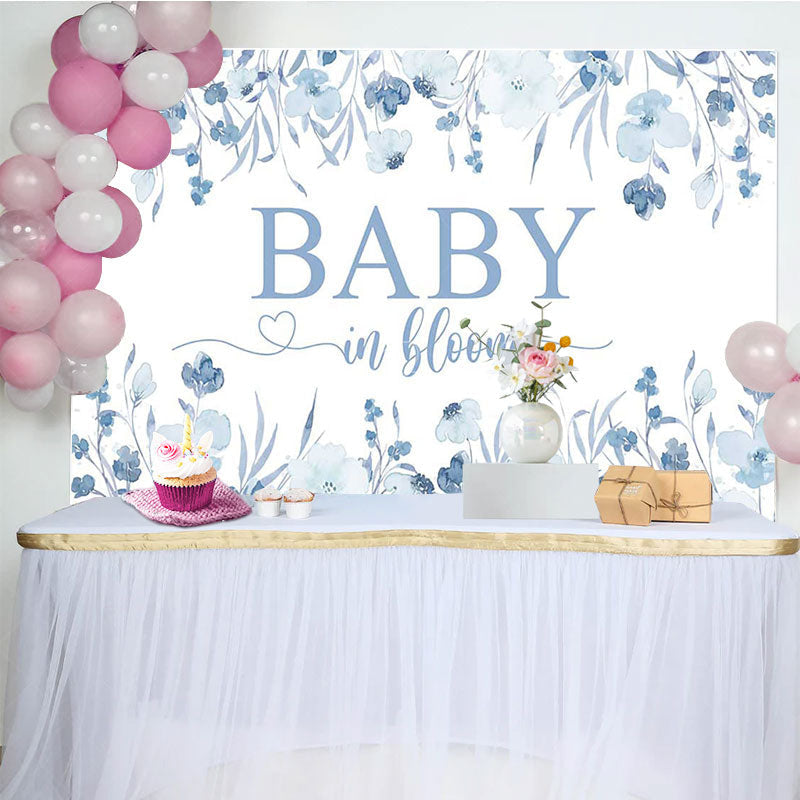 Lofaris Blue Floral Baby In Bloom Gender Reveal Backdrop