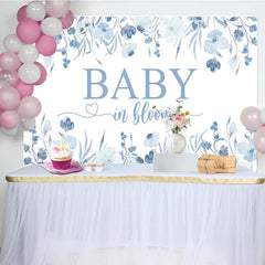 Lofaris Blue Floral Baby In Bloom Gender Reveal Backdrop