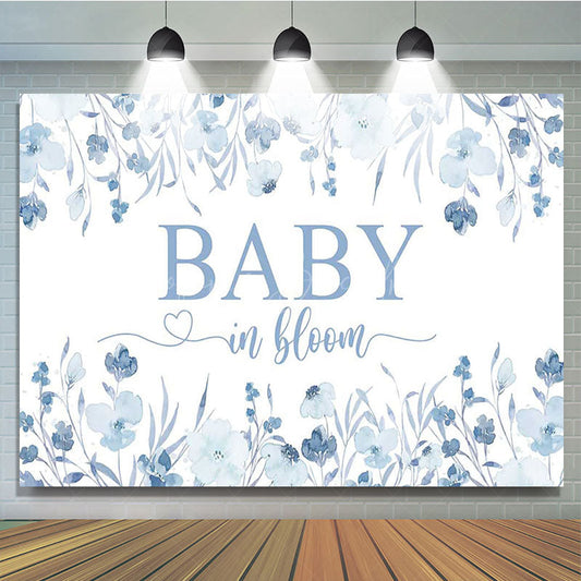 Lofaris Blue Floral Baby In Bloom Gender Reveal Backdrop
