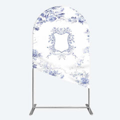 Lofaris Blue Floral Bow Frame Bridal Shower Arch Backdrop