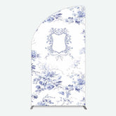 Lofaris Blue Floral Bow Frame Bridal Shower Half Moon Arch Backdrop