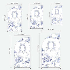 Lofaris Blue Floral Bow Frame Bridal Shower Half Moon Arch Backdrop