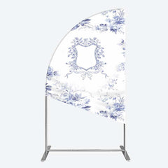 Lofaris Blue Floral Bow Frame Bridal Shower Half Moon Arch Backdrop