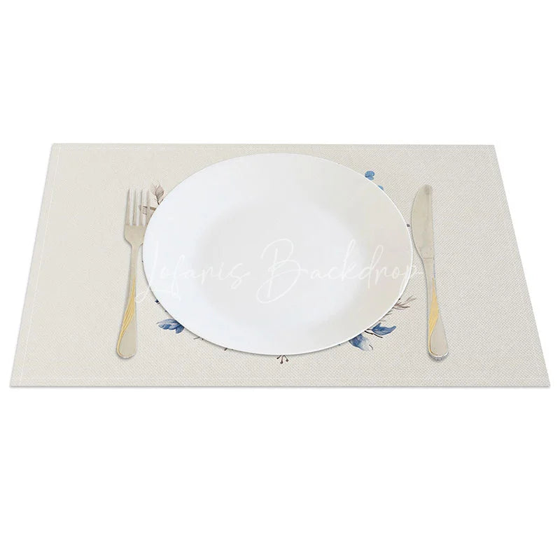 Lofaris Blue Floral Easter Egg Wreath Set of 4 Placemats Speckled Spring Decoration Farmhouse Dining Table Mat