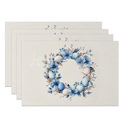 Lofaris Blue Floral Easter Egg Wreath Set of 4 Placemats Speckled Spring Decoration Farmhouse Dining Table Mat