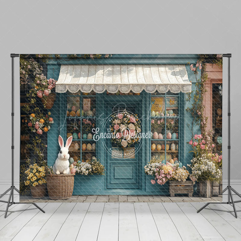 Lofaris Blue Floral Eggs Boutique Easter Backdrop For Photo