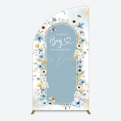 Lofaris Blue Floral Little Boy Baby Shower Half Moon Arch Backdrop