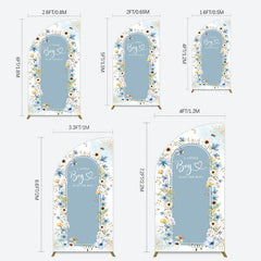 Lofaris Blue Floral Little Boy Baby Shower Half Moon Arch Backdrop
