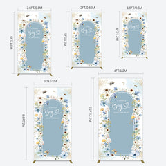 Lofaris Blue Floral Little Boy Baby Shower Rectangle Backdrop