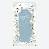 Lofaris Blue Floral Little Boy Baby Shower Rectangle Backdrop
