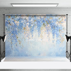 Lofaris Blue Floral Photography Backdrop Painterly Abstract Wisteria Wall Fine Art Texture Portrait Background