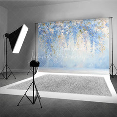 Lofaris Blue Floral Photography Backdrop Painterly Abstract Wisteria Wall Fine Art Texture Portrait Background