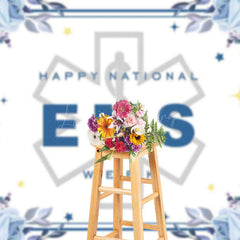 Lofaris Blue Floral Sparkle Happy National EMS Week Backdrop