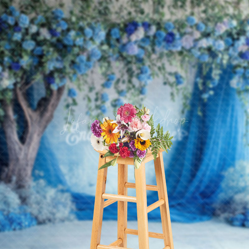 Lofaris Blue Floral Tree Curtain Romantic Wedding Backdrop