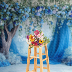 Lofaris Blue Floral Tree Curtain Romantic Wedding Backdrop