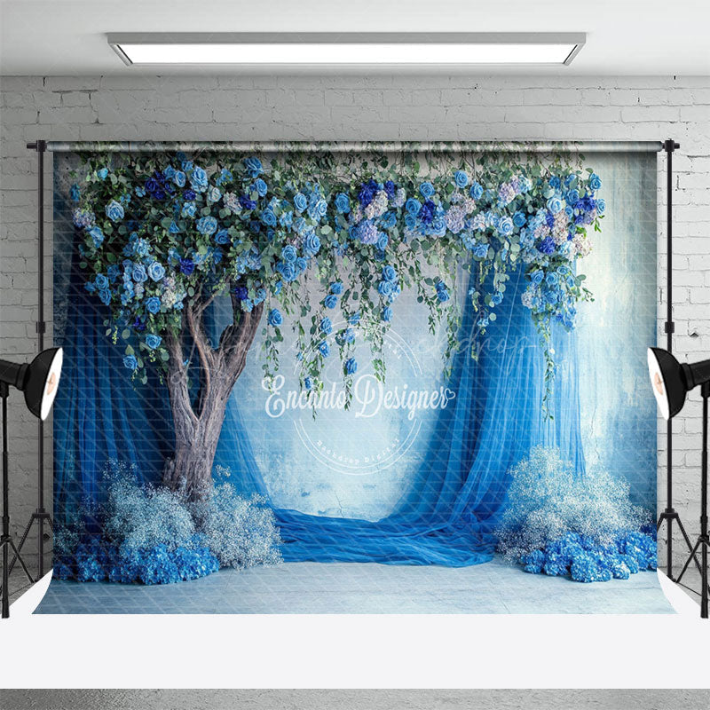 Lofaris Blue Floral Tree Curtain Romantic Wedding Backdrop