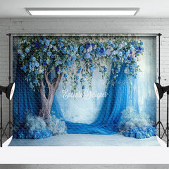 Lofaris Blue Floral Tree Curtain Romantic Wedding Backdrop