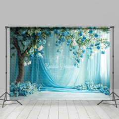 Lofaris Blue Floral Wedding Curtain Backdrop For Photography