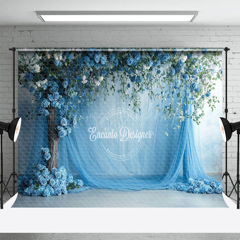 Lofaris Blue Floral Wedding Curtain Spring Studio Backdrop
