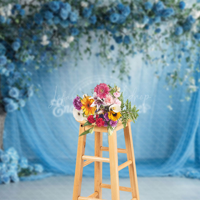 Lofaris Blue Floral Wedding Curtain Spring Studio Backdrop