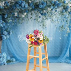 Lofaris Blue Floral Wedding Curtain Spring Studio Backdrop