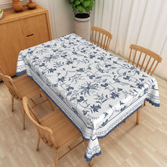 Lofaris Blue Flower Bird Pattern Rectangle Tablecloth