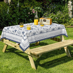 Lofaris Blue Flower Bird Pattern Rectangle Tablecloth