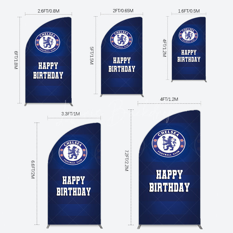 Lofaris Blue Football Club Logo Sport Birthday Half Moon Arch Backdrop