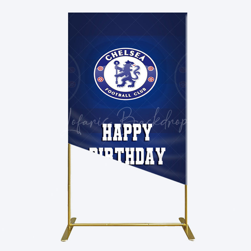 Lofaris Blue Football Club Logo Sport Birthday Rectangle Backdrop