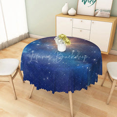 Lofaris Blue Galaxy Starry Night Round Tablecloth Outer Space Nebula Universe Theme for Birthday Party Decor