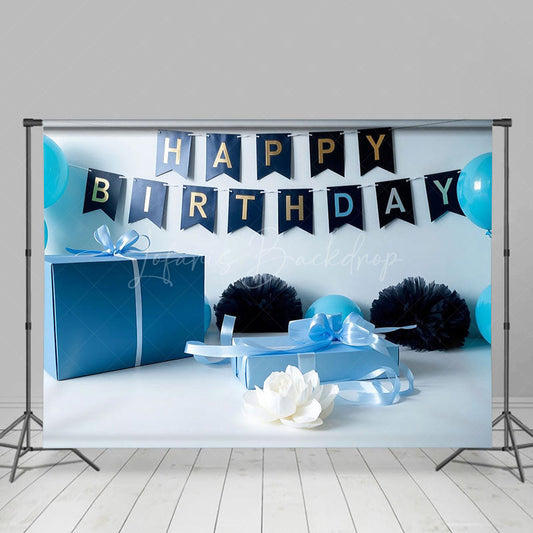 Lofaris Blue Gifts Balloons Birthday Cake Smash Backdrop
