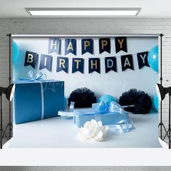 Lofaris Blue Gifts Balloons Birthday Cake Smash Backdrop